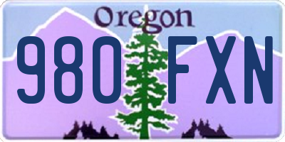 OR license plate 980FXN