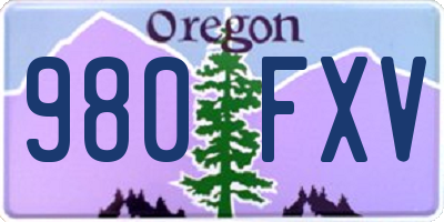 OR license plate 980FXV