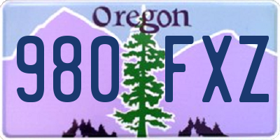 OR license plate 980FXZ