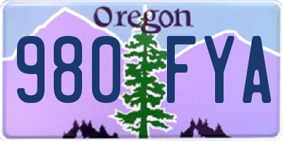 OR license plate 980FYA