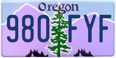 OR license plate 980FYF