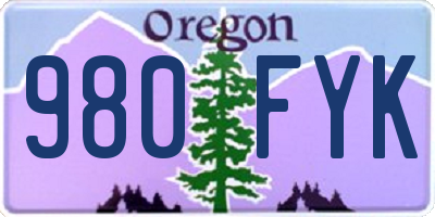 OR license plate 980FYK