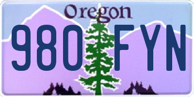 OR license plate 980FYN