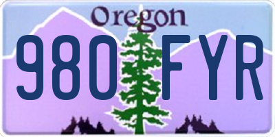 OR license plate 980FYR