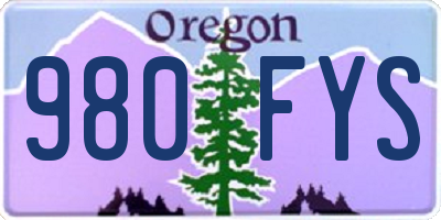 OR license plate 980FYS