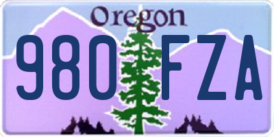 OR license plate 980FZA