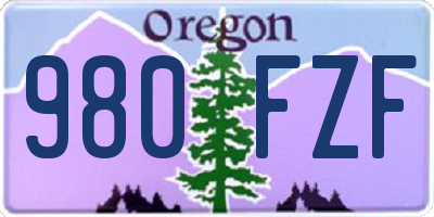 OR license plate 980FZF