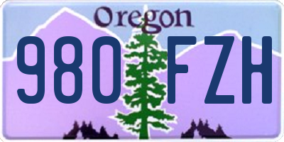 OR license plate 980FZH
