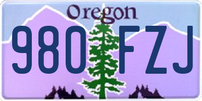 OR license plate 980FZJ