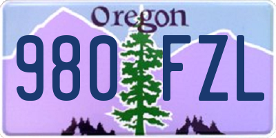 OR license plate 980FZL