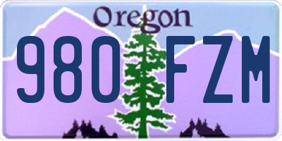 OR license plate 980FZM