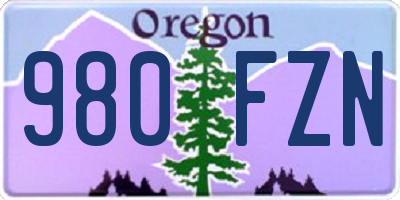 OR license plate 980FZN