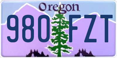 OR license plate 980FZT