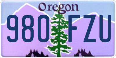 OR license plate 980FZU