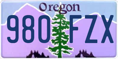 OR license plate 980FZX