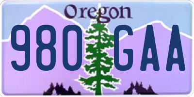 OR license plate 980GAA