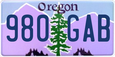 OR license plate 980GAB