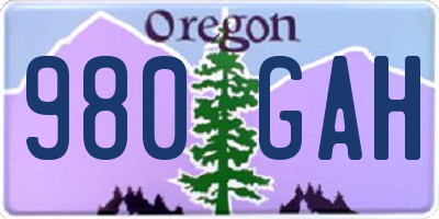 OR license plate 980GAH