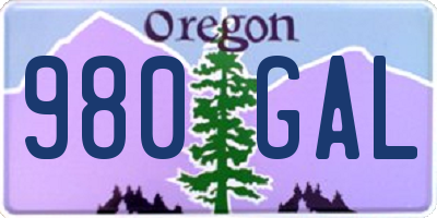 OR license plate 980GAL