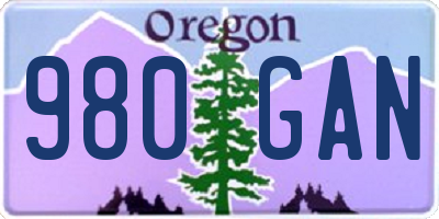 OR license plate 980GAN