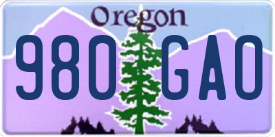 OR license plate 980GAO