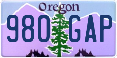 OR license plate 980GAP