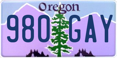 OR license plate 980GAY
