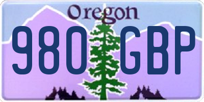 OR license plate 980GBP