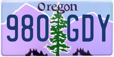OR license plate 980GDY