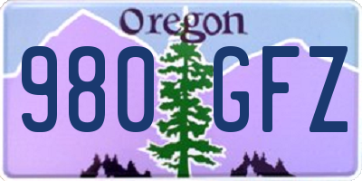 OR license plate 980GFZ
