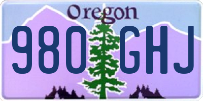 OR license plate 980GHJ