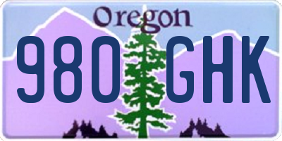 OR license plate 980GHK