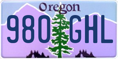 OR license plate 980GHL