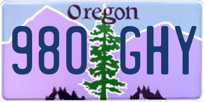 OR license plate 980GHY