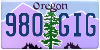OR license plate 980GIG