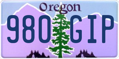 OR license plate 980GIP