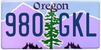 OR license plate 980GKL