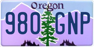 OR license plate 980GNP