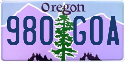 OR license plate 980GOA