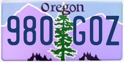 OR license plate 980GOZ