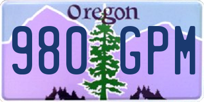 OR license plate 980GPM