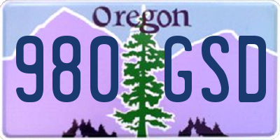 OR license plate 980GSD