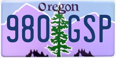 OR license plate 980GSP