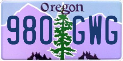 OR license plate 980GWG