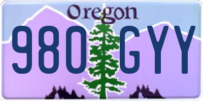 OR license plate 980GYY
