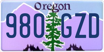 OR license plate 980GZD