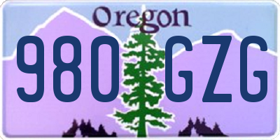 OR license plate 980GZG