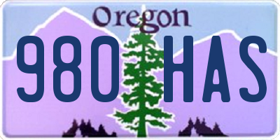OR license plate 980HAS