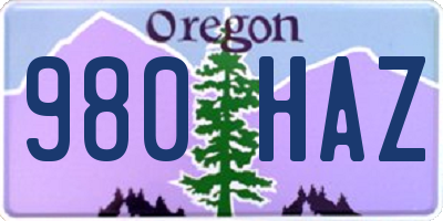 OR license plate 980HAZ