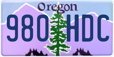 OR license plate 980HDC